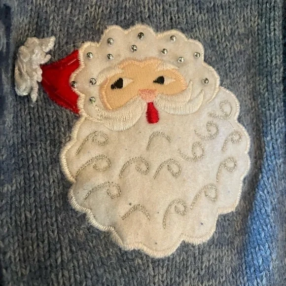 Vintage Christmas Edition Zippered Cardigan Sweater Blue Med - Picture 5 of 10